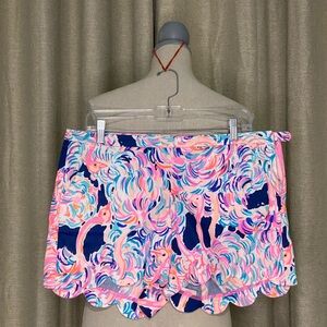 Lilly Pulitzer Magnolia Pink Pelican Head in the Sand shorts Sz 10 - EUC